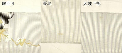 平和屋着物＊夏物 太鼓柄袋帯 蔦の葉文 金銀糸 やまと誂製 正絹 逸品 DABA0321cm