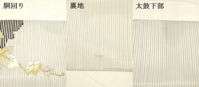 平和屋着物＊夏物 太鼓柄袋帯 蔦の葉文 金銀糸 やまと誂製 正絹 逸品 DABA0321cm