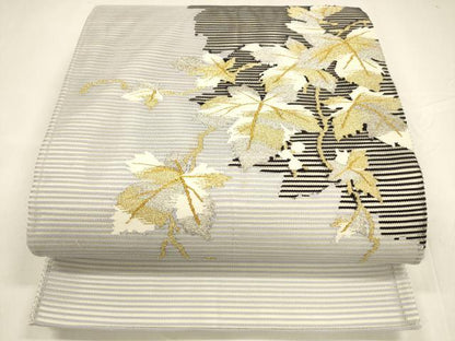 平和屋着物＊夏物 太鼓柄袋帯 蔦の葉文 金銀糸 やまと誂製 正絹 逸品 DABA0321cm