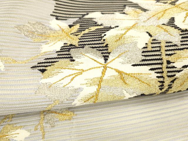 平和屋着物＊夏物 太鼓柄袋帯 蔦の葉文 金銀糸 やまと誂製 正絹 逸品 DABA0321cm