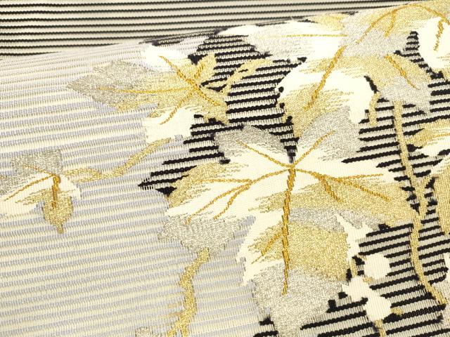 平和屋着物＊夏物 太鼓柄袋帯 蔦の葉文 金銀糸 やまと誂製 正絹 逸品 DABA0321cm