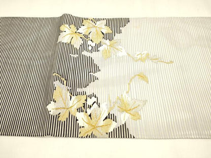 平和屋着物＊夏物 太鼓柄袋帯 蔦の葉文 金銀糸 やまと誂製 正絹 逸品 DABA0321cm