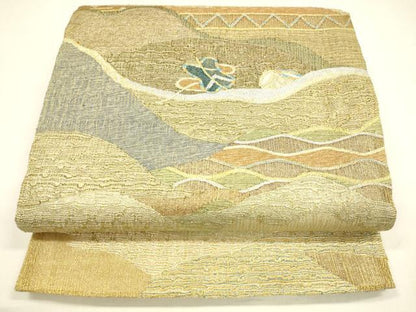 平和屋着物＊夏物 太鼓柄袋帯 抽象文様 金銀糸 正絹 逸品 DABA0323cm