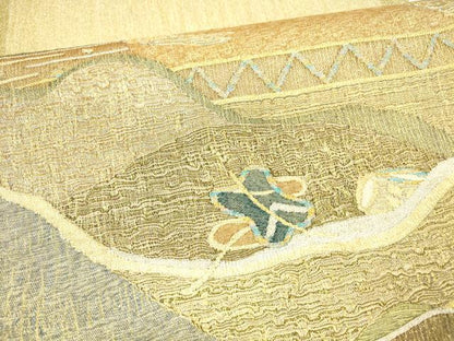 平和屋着物＊夏物 太鼓柄袋帯 抽象文様 金銀糸 正絹 逸品 DABA0323cm