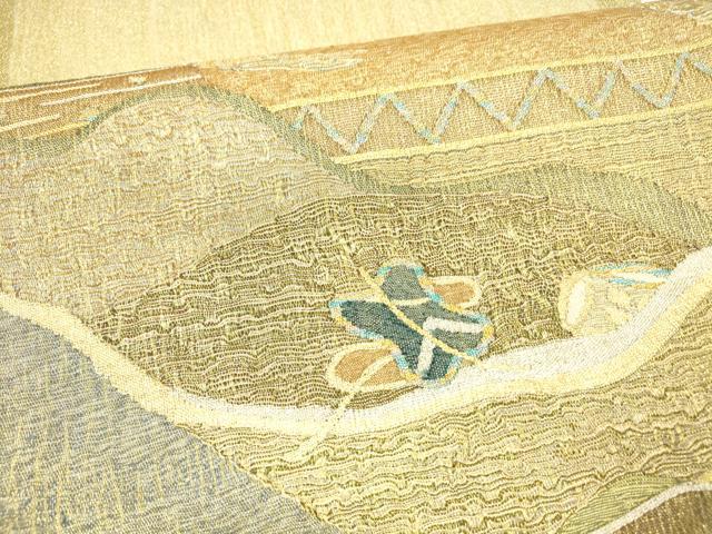 平和屋着物＊夏物 太鼓柄袋帯 抽象文様 金銀糸 正絹 逸品 DABA0323cm