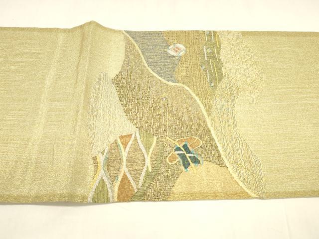 平和屋着物＊夏物 太鼓柄袋帯 抽象文様 金銀糸 正絹 逸品 DABA0323cm
