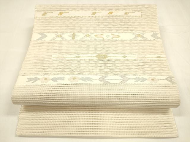 平和屋着物＊夏物 絽綴れ 八寸名古屋帯 横段抽象文 金銀糸 正絹 逸品 DABA0331cm