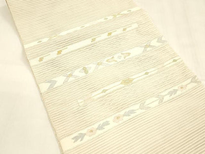 平和屋着物＊夏物 絽綴れ 八寸名古屋帯 横段抽象文 金銀糸 正絹 逸品 DABA0331cm