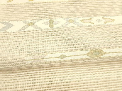 平和屋着物＊夏物 絽綴れ 八寸名古屋帯 横段抽象文 金銀糸 正絹 逸品 DABA0331cm