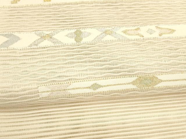 平和屋着物＊夏物 絽綴れ 八寸名古屋帯 横段抽象文 金銀糸 正絹 逸品 DABA0331cm