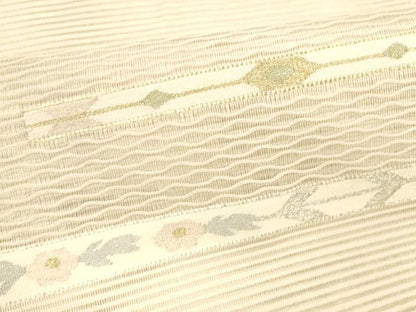 平和屋着物＊夏物 絽綴れ 八寸名古屋帯 横段抽象文 金銀糸 正絹 逸品 DABA0331cm