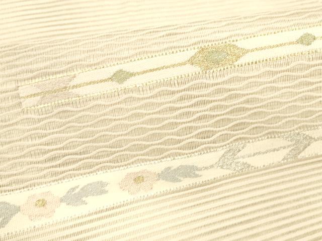 平和屋着物＊夏物 絽綴れ 八寸名古屋帯 横段抽象文 金銀糸 正絹 逸品 DABA0331cm