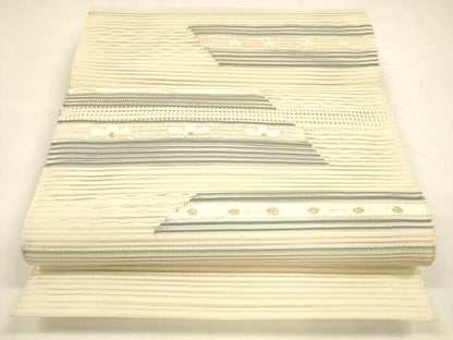 平和屋着物＊夏物 絽綴れ 八寸名古屋帯 横段花文 金銀糸 正絹 逸品 DABA0332cm