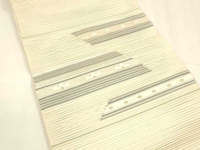 平和屋着物＊夏物 絽綴れ 八寸名古屋帯 横段花文 金銀糸 正絹 逸品 DABA0332cm
