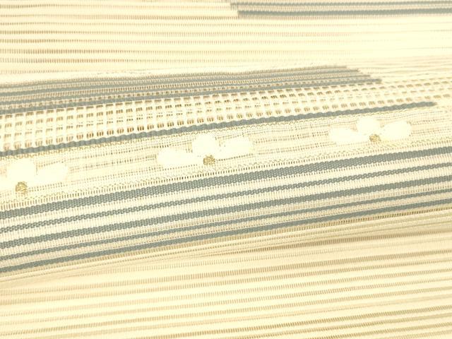 平和屋着物＊夏物 絽綴れ 八寸名古屋帯 横段花文 金銀糸 正絹 逸品 DABA0332cm