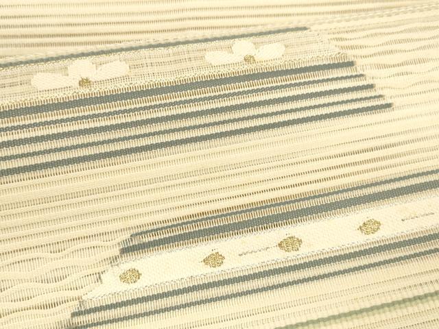 平和屋着物＊夏物 絽綴れ 八寸名古屋帯 横段花文 金銀糸 正絹 逸品 DABA0332cm