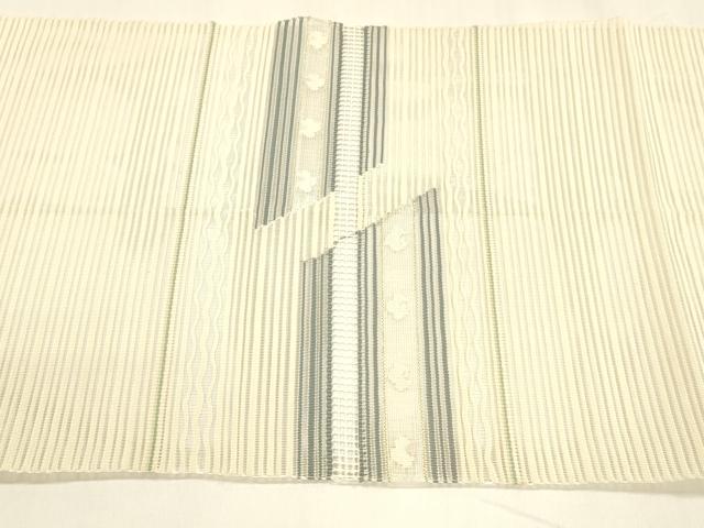 平和屋着物＊夏物 絽綴れ 八寸名古屋帯 横段花文 金銀糸 正絹 逸品 DABA0332cm