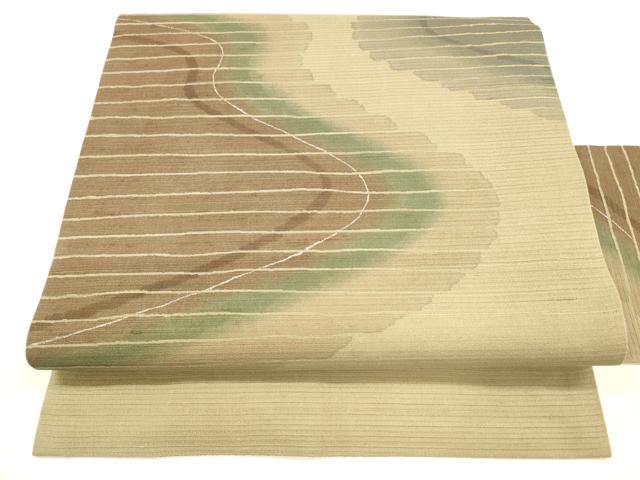 平和屋着物＊夏物 九寸名古屋帯 ろうけつ染め 抽象文様 銀彩 正絹 逸品 DABA0336cm
