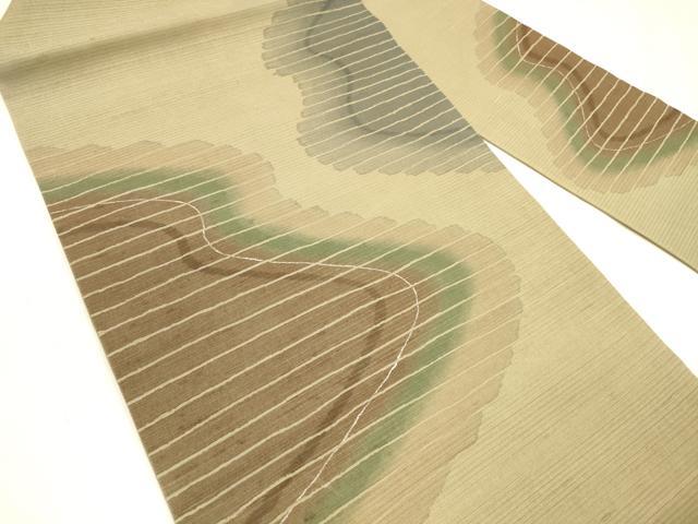 平和屋着物＊夏物 九寸名古屋帯 ろうけつ染め 抽象文様 銀彩 正絹 逸品 DABA0336cm