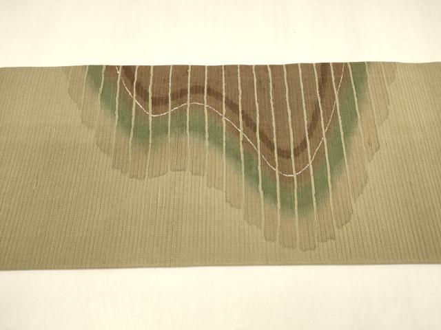 平和屋着物＊夏物 九寸名古屋帯 ろうけつ染め 抽象文様 銀彩 正絹 逸品 DABA0336cm