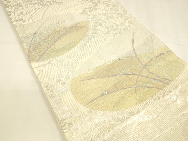平和屋着物＊夏物 六通柄袋帯 蛍草葉文 金銀糸 正絹 逸品 DABA0337cm