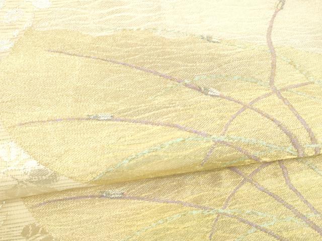 平和屋着物＊夏物 六通柄袋帯 蛍草葉文 金銀糸 正絹 逸品 DABA0337cm