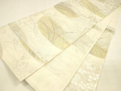 平和屋着物＊夏物 六通柄袋帯 蛍草葉文 金銀糸 正絹 逸品 DABA0337cm