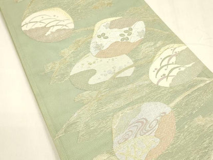 平和屋着物＊夏物 六通柄袋帯 貝合わせ流水露芝文 金銀糸 正絹 逸品 DABA0338cm