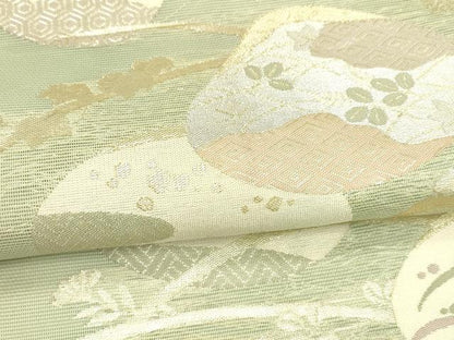 平和屋着物＊夏物 六通柄袋帯 貝合わせ流水露芝文 金銀糸 正絹 逸品 DABA0338cm
