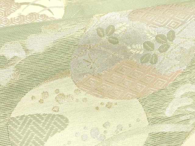 平和屋着物＊夏物 六通柄袋帯 貝合わせ流水露芝文 金銀糸 正絹 逸品 DABA0338cm