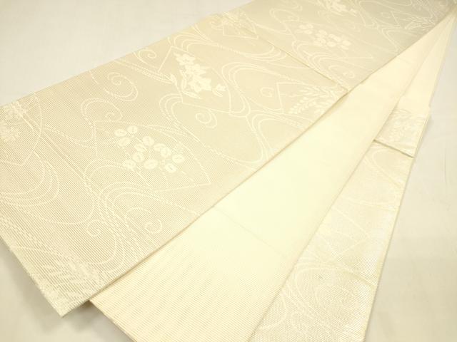 平和屋着物＊夏物 六通柄袋帯 流水地紙草花文 金銀糸 正絹 逸品 DABA0339cm
