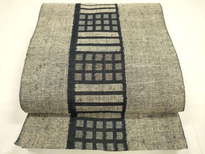 平和屋着物▽スリーシーズン 春夏秋 八寸名古屋帯 紬地 幾何学間道 正絹 逸品 DABA0341cm