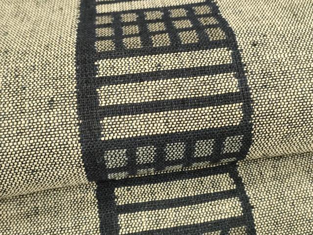 平和屋着物▽スリーシーズン 春夏秋 八寸名古屋帯 紬地 幾何学間道 正絹 逸品 DABA0341cm
