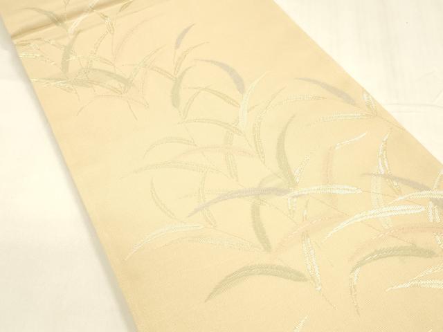 平和屋着物＊夏物 六通柄袋帯 草葉文 金糸 正絹 逸品 DABA0345cm
