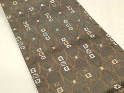 平和屋着物＊夏物 九寸開き名古屋帯 唐織 抽象文様 金糸 正絹 逸品 DABA0346cm
