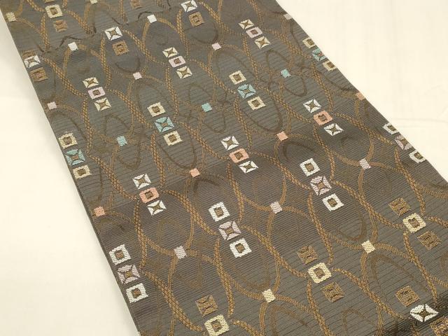 平和屋着物＊夏物 九寸開き名古屋帯 唐織 抽象文様 金糸 正絹 逸品 DABA0346cm