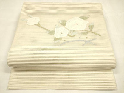 平和屋着物＊夏物 絽綴れ 八寸名古屋帯 枝花文 金銀糸 正絹 逸品 DABA0349cm