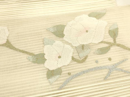 平和屋着物＊夏物 絽綴れ 八寸名古屋帯 枝花文 金銀糸 正絹 逸品 DABA0349cm