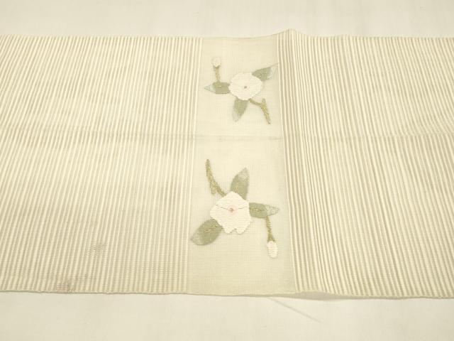 平和屋着物＊夏物 絽綴れ 八寸名古屋帯 枝花文 金銀糸 正絹 逸品 DABA0349cm