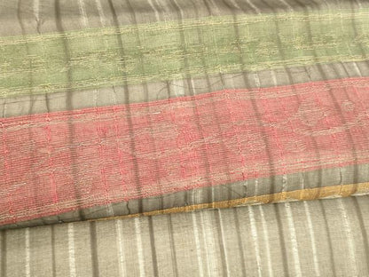 平和屋着物＊夏物 九寸名古屋帯 横段抽象文 金銀糸 正絹 逸品 DABA0350cm