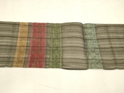 平和屋着物＊夏物 九寸名古屋帯 横段抽象文 金銀糸 正絹 逸品 DABA0350cm