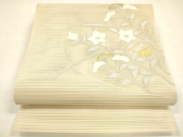 平和屋着物＊夏物 絽綴れ 八寸名古屋帯 草花文 金銀糸 正絹 逸品 DABA0352cm