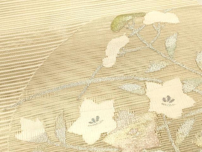 平和屋着物＊夏物 絽綴れ 八寸名古屋帯 草花文 金銀糸 正絹 逸品 DABA0352cm