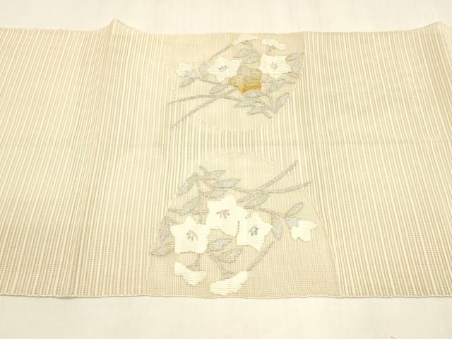 平和屋着物＊夏物 絽綴れ 八寸名古屋帯 草花文 金銀糸 正絹 逸品 DABA0352cm
