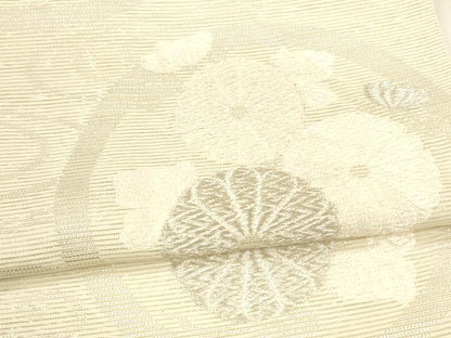 平和屋着物＊夏物 六通柄袋帯 唐織 流水草花文 銀糸 正絹 逸品 DABA0353cm