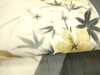 平和屋着物＊夏物 絹芭蕉 九寸名古屋帯 草花文 正絹 逸品 DABA0354cm