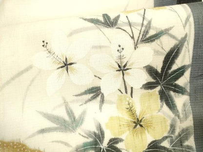 平和屋着物＊夏物 絹芭蕉 九寸名古屋帯 草花文 正絹 逸品 DABA0354cm