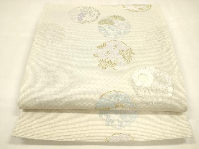 平和屋着物＊夏物　六通柄袋帯　唐織　葡萄蔦の葉花文　金銀糸　正絹　逸品　DABA0358cm 平和屋着物＊夏物 六通柄袋帯 唐織 葡萄蔦の葉花文