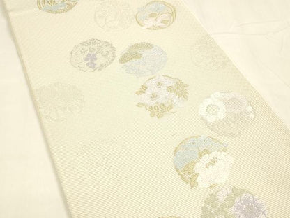 平和屋着物＊夏物 六通柄袋帯 唐織 葡萄蔦の葉花文 金銀糸 正絹 逸品 DABA0358cm