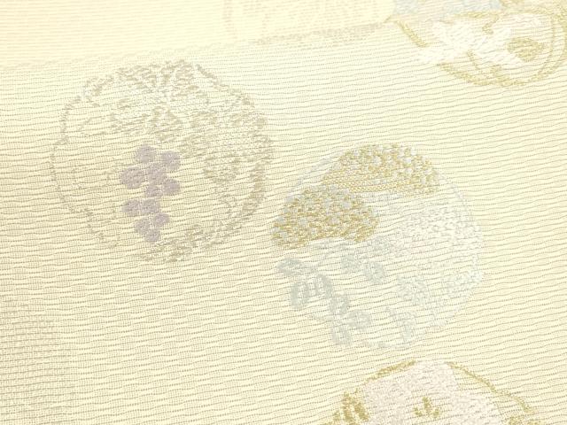 平和屋着物＊夏物 六通柄袋帯 唐織 葡萄蔦の葉花文 金銀糸 正絹 逸品 DABA0358cm